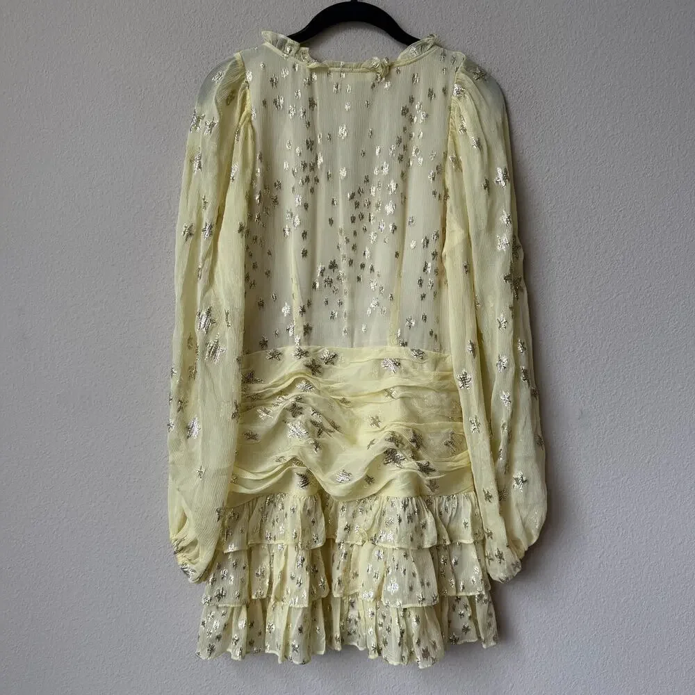 LoveShackFancy Rina Star Dress in Sunflower Size 4